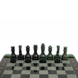Шахматы с гравировкой "Турнирные" доска 42х42 см нефрит, габбро