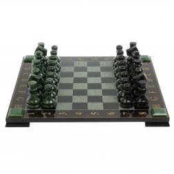 Шахматы с гравировкой "Турнирные" доска 42х42 см нефрит, габбро