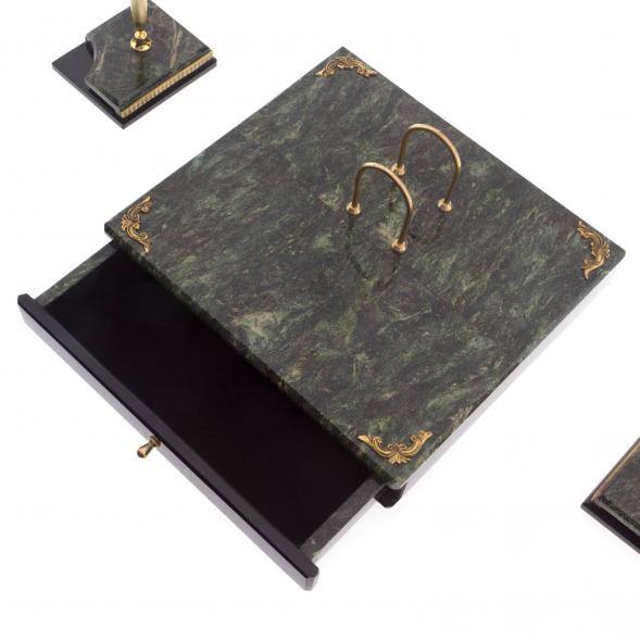 Письменный набор из змеевика &amp;quot;Цезарь&amp;quot; с накладкой на стол 122210