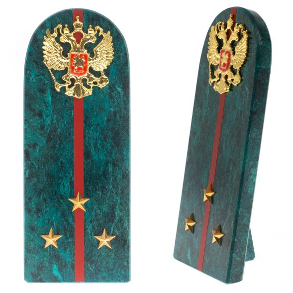 Сувенир погон &amp;quot;Ст. Лейтенант МВД&amp;quot; камень змеевик 129010