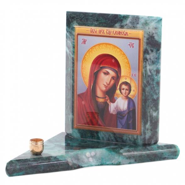 Икона с подсвечником Казанская малая змеевик 9,5х9,5х10 см 120298