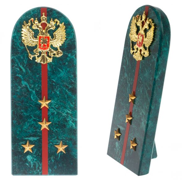 Сувенир погон &amp;quot;Капитан МВД&amp;quot; камень змеевик 129011