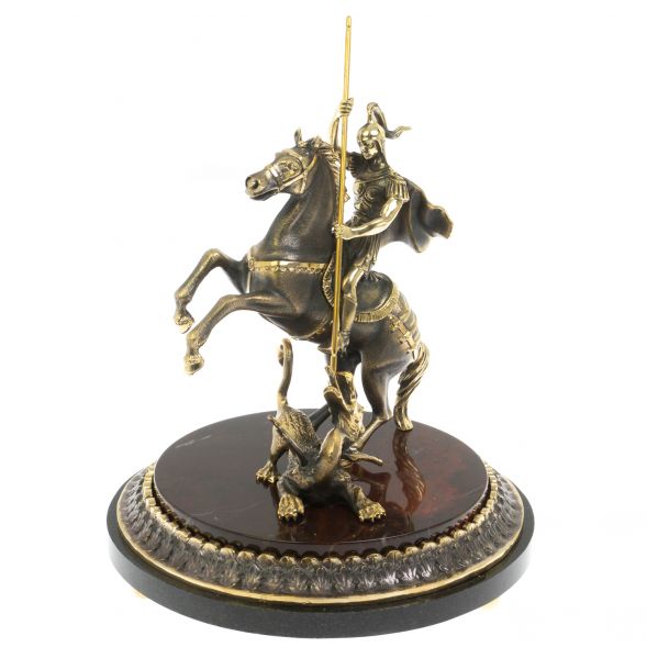 Cтатуэтка &amp;quot;Святой Георгий Победоносец&amp;quot; из бронзы и яшмы 129244