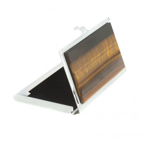 Карманная визитница из камня тигровый глаз цвет серебро 122427