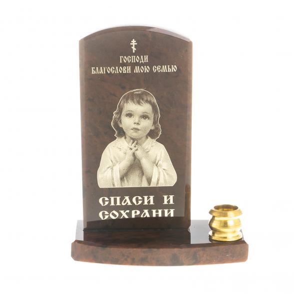 Оберег с подсвечником &amp;quot;Благослави мою семью&amp;quot; камень обсидиан 123016