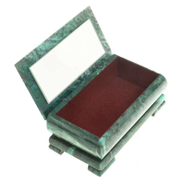 Шкатулка с иллюстрацией &amp;quot;Березы у реки&amp;quot; камень змеевик 17,5х9,5х7,5 см 124022