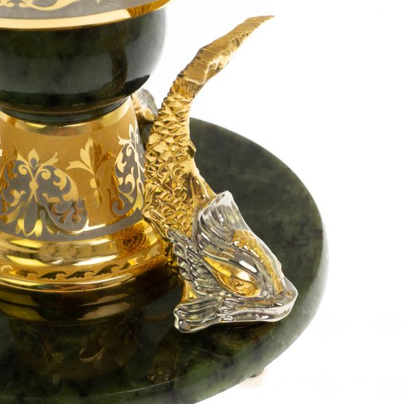 Икорница с тремя стопками &amp;quot;Три кита&amp;quot; нефрит 129319