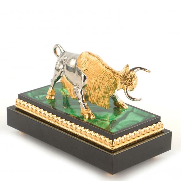 Статуэтка &amp;quot;Бык&amp;quot; бронза малахит Златоуст 121065