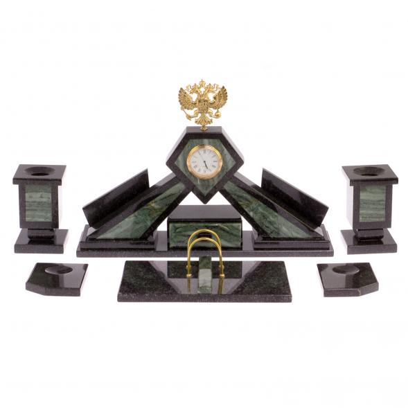 Настольный набор из офиокальцита &amp;quot;Герб России&amp;quot; 125952