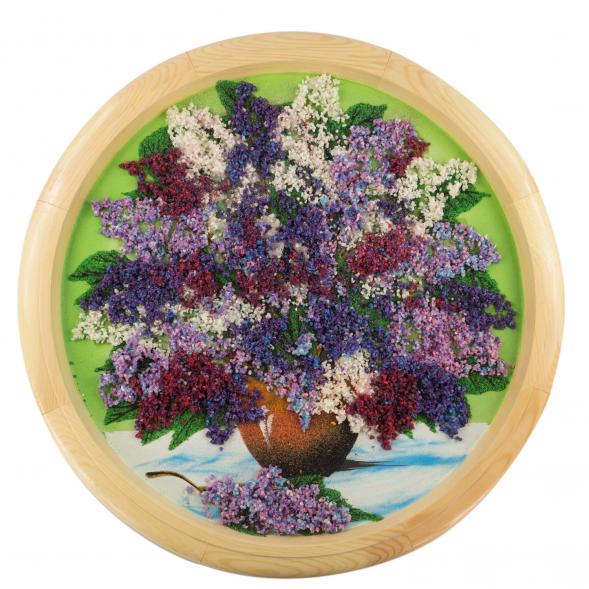 Панно из каменной крошки &amp;quot;Букет сирени&amp;quot; на настенной тарелке 50 см 121163