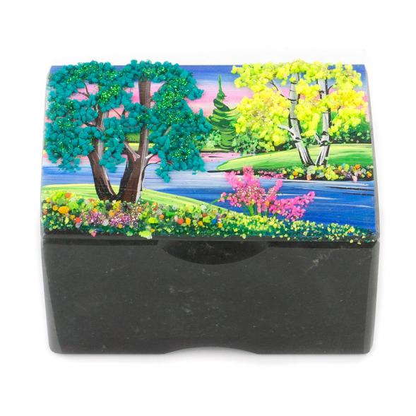 Шкатулка &amp;quot;Сундучок&amp;quot; змеевик рисунок лето 10х6,5х6,5 см 116935