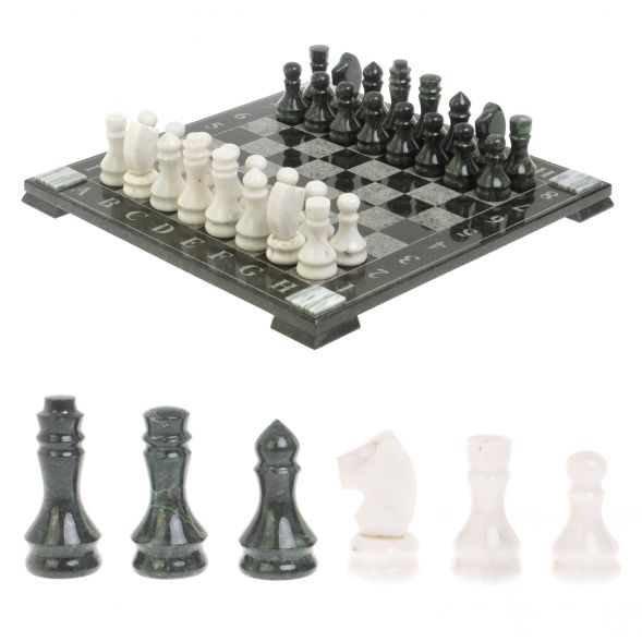 Шахматы &amp;quot;Турнирные&amp;quot; доска 41х41 см белый мрамор, змеевик 127237