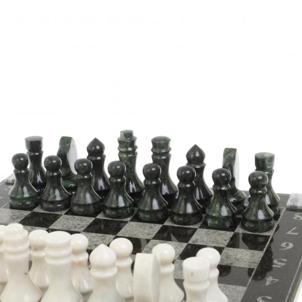 Шахматы &amp;quot;Турнирные&amp;quot; доска 41х41 см белый мрамор, змеевик 127237