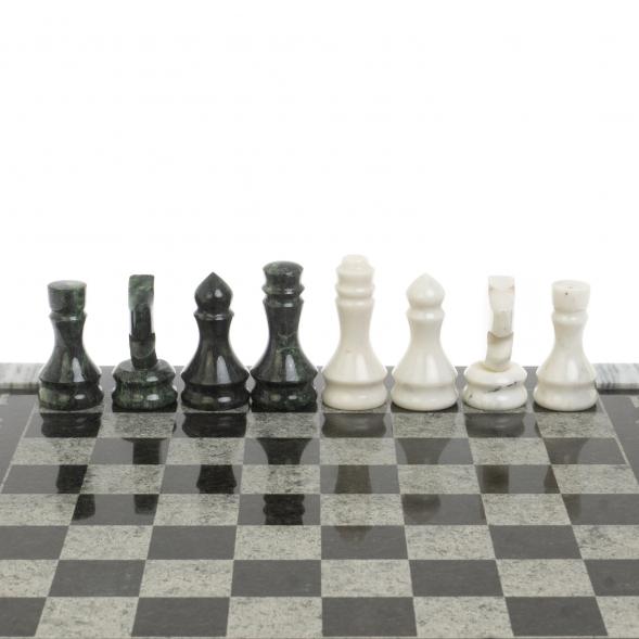 Шахматы &amp;quot;Турнирные&amp;quot; доска 41х41 см белый мрамор, змеевик 127237