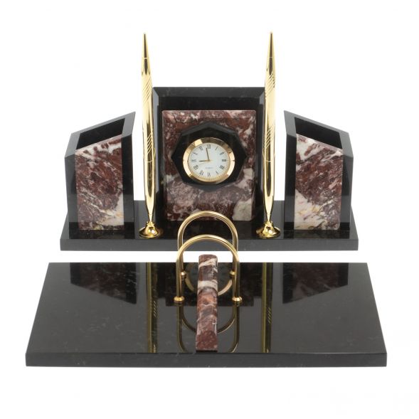 Письменный набор &amp;quot;Канцелярский&amp;quot; с часами из креноида 127478