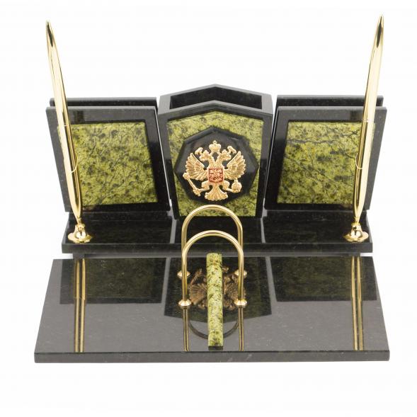 Письменный прибор &amp;quot;Стандарт&amp;quot; с гербом змеевик 118111