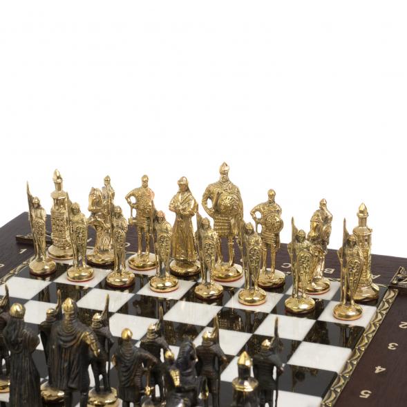 Подарочный шахматный ларец &amp;quot;Русские&amp;quot; фигуры из бронзы 119021