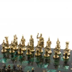 Шахматы &amp;quot;Римские&amp;quot; из бронзы и шабровского змеевика 44х44 см