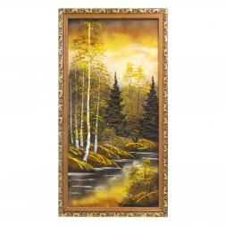 Картина "Осень янтарная" багет 47х87 см, рисунок каменная крошка