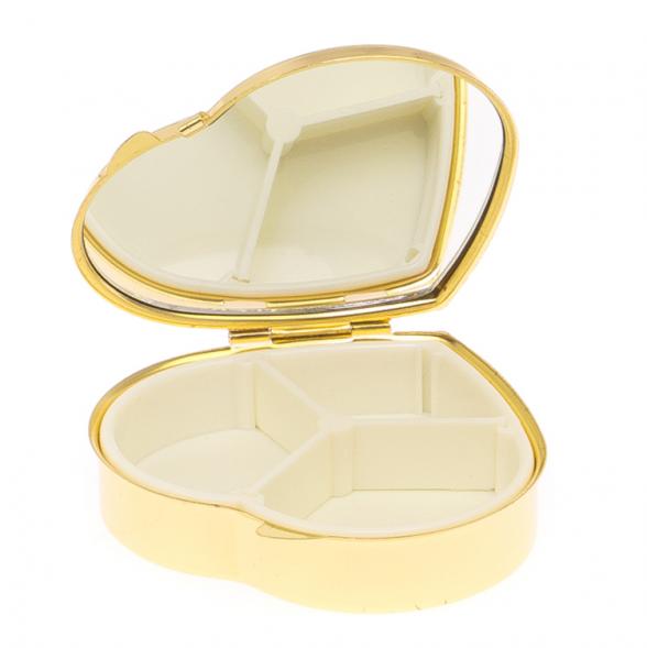 Таблетница &amp;quot;Сердце&amp;quot; на 3 отделения камень офит благородный цвет золото 126087