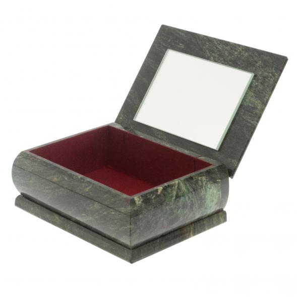 Шкатулка с рисунком &amp;quot;Лето в горах&amp;quot; из змеевика 16х12х7,5 см 127479