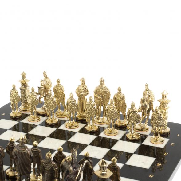 Шахматы &amp;quot;Богатыри&amp;quot; из бронзы и мрамора доска 44х44 см 127558