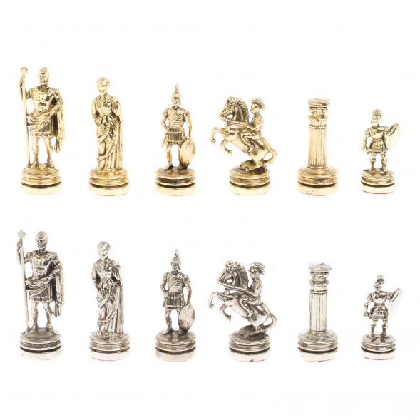 Шахматы &amp;quot;Римляне&amp;quot; фигуры золото / серебро доска 28х28 см из змеевика 127719