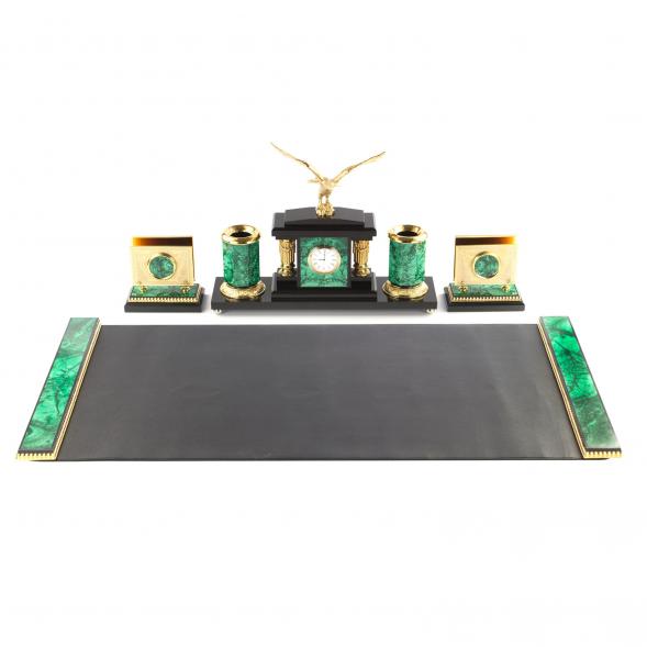 Настольный набор &amp;quot;Орел&amp;quot; с бюваром из малахита 121067
