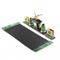 Настольный набор "Орел" с бюваром из малахита