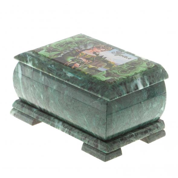 Шкатулка &amp;quot;Хозяйка медной горы - Урал&amp;quot; змеевик 20х12,5х10,3 см 124662