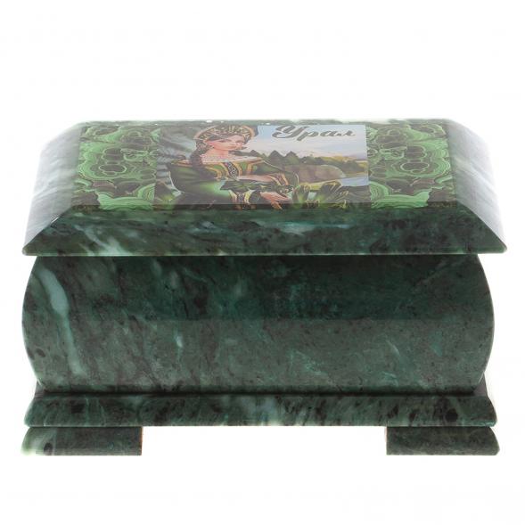 Шкатулка &amp;quot;Хозяйка медной горы - Урал&amp;quot; змеевик 20х12,5х10,3 см 124662