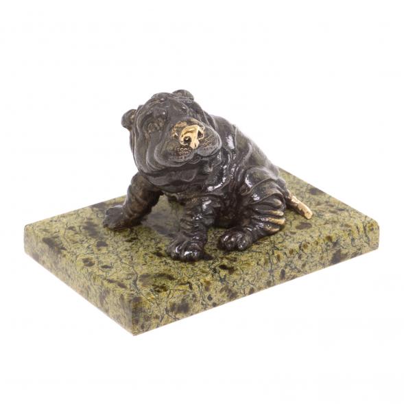 Статуэтка из бронзы &amp;quot;Шарпей&amp;quot; змеевик 126550