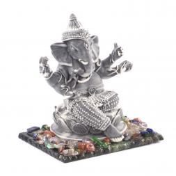 Статуэтка "Ганеша" большой из мрамолита на подставке из камня