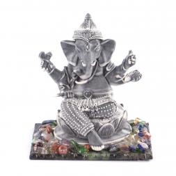 Статуэтка "Ганеша" большой из мрамолита на подставке из камня