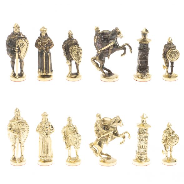 Шахматы подарочные &amp;quot;Богатыри&amp;quot; из мрамора и змеевика 44х44 см 127560