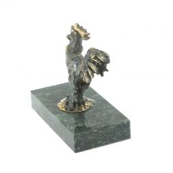 Статуэтка из бронзы и змеевика "Петушок"