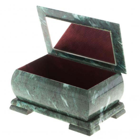 Шкатулка с иллюстрацией малахит камень змеевик 20х12,5х10,3 см 124664