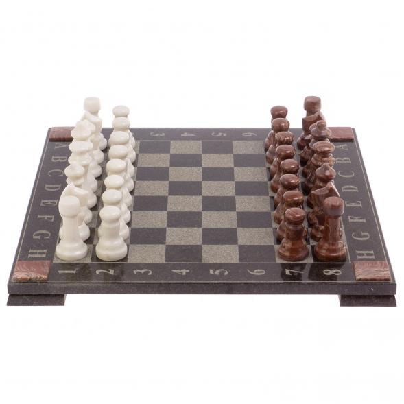 Шахматы с гравировкой &amp;quot;Турнирные&amp;quot; доска 36х36 см мрамор, лемезит 125956