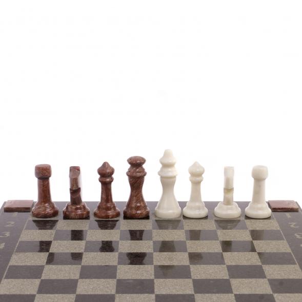 Шахматы с гравировкой &amp;quot;Турнирные&amp;quot; доска 36х36 см мрамор, лемезит 125956