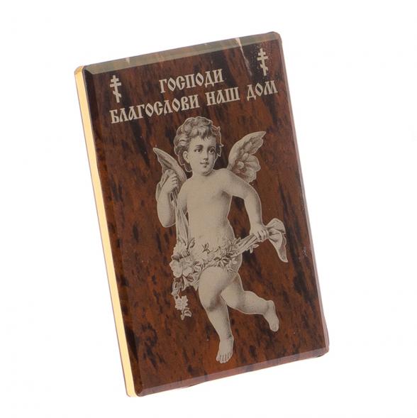 Оберег настольный &amp;quot;Благослави наш дом&amp;quot; камень обсидиан 122906