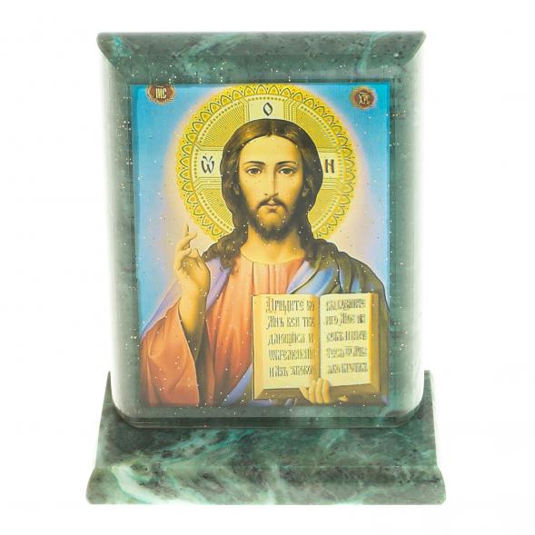 Икона &amp;quot;Спаситель&amp;quot; змеевик 8х4х9,5 см 123500