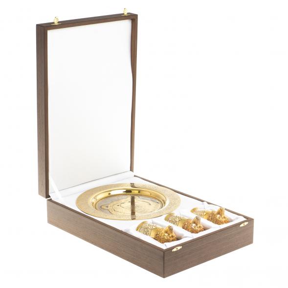 Подарочный набор &amp;quot;Медведь&amp;quot; тарелка и 3 стопки перевертыша Златоуст 123676