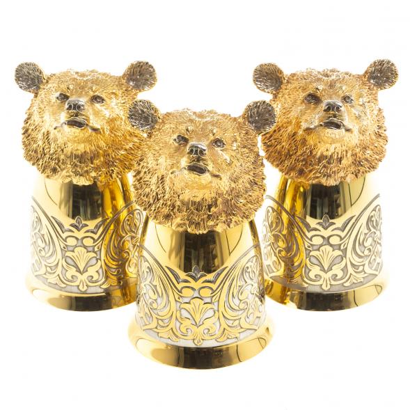 Подарочный набор &amp;quot;Медведь&amp;quot; тарелка и 3 стопки перевертыша Златоуст 123676