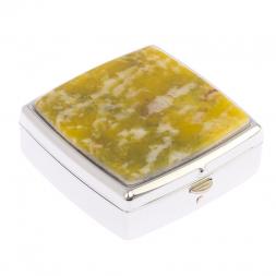 Таблетница на 2 отделения камень офит благородный цвет серебро