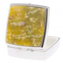 Таблетница на 2 отделения камень офит благородный цвет серебро