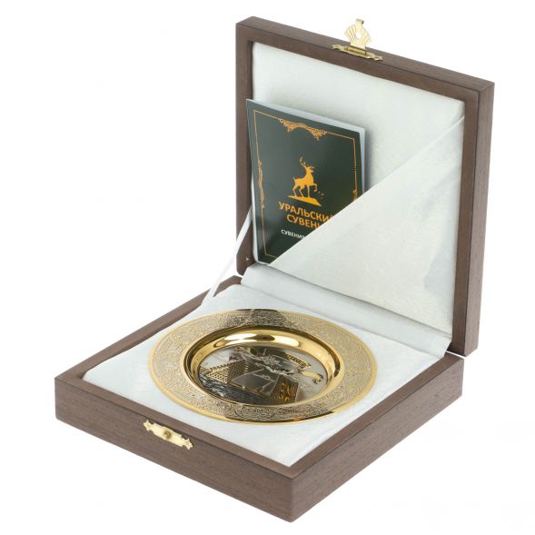 Тарелка с гравюрой &amp;quot;Санкт-Петербург. Разводные мосты&amp;quot; 12 см в подарочной упаковке Златоуст 128500