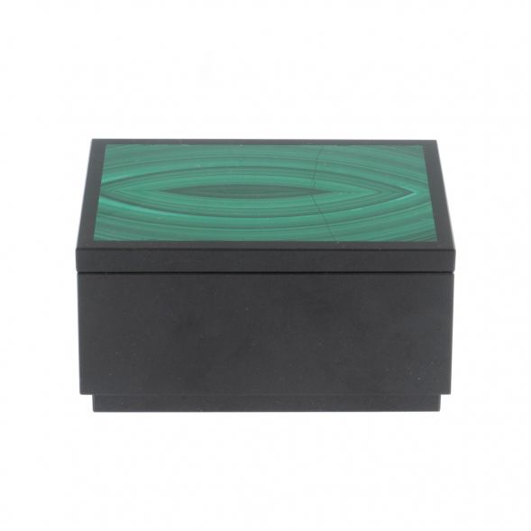 Шкатулка из малахита и долерита 10х7х5 см 128943