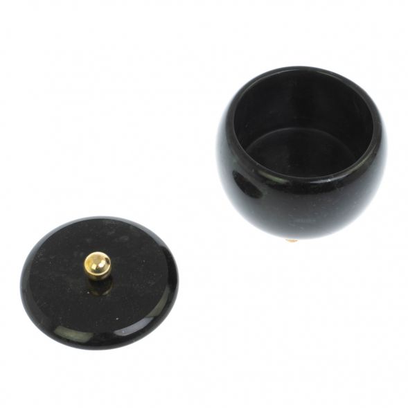 Шкатулка круглая &amp;quot;Жемчужина&amp;quot; из черного змеевика 7,5х7,5х6,5 см 129092