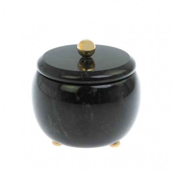 Шкатулка круглая &amp;quot;Жемчужина&amp;quot; из черного змеевика 7,5х7,5х6,5 см 129092