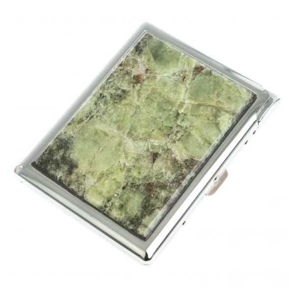 Портсигар на 10 сигарет с зажигалкой камень желтый апатит 123405